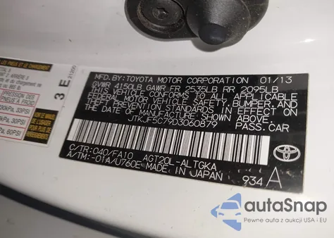 2013 Scion Tc from USA, damaged, VIN JTKJF5C79D3060879